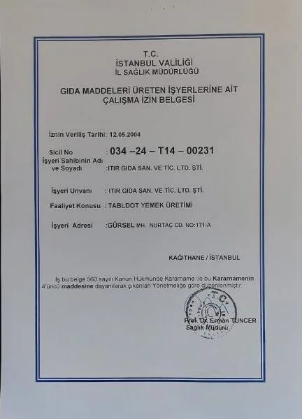 Çalışma İzin Belgesi sertifikası