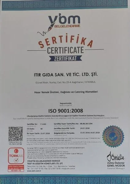 ISO 9001:2008 sertifikası